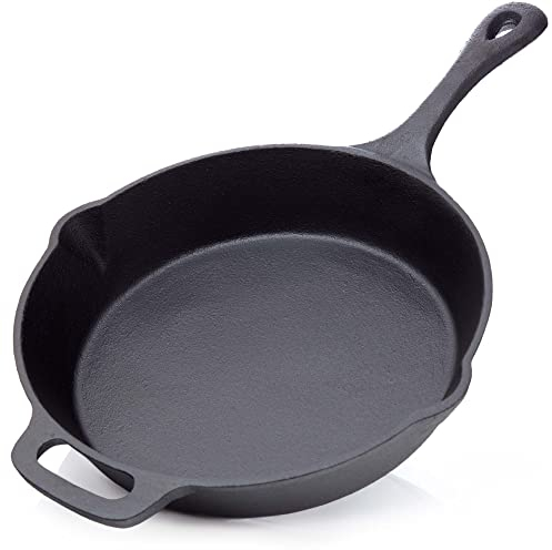 BBQ Nerd Grillpfanne Ø 25 cm 2600g mit Ausgießer und Griff - Gusseisenpfanne zum Grillen, Rösten, Anbraten - Antihaft-Pfanne Feuerpfanne - hitzebeständig & wärmespeichernd