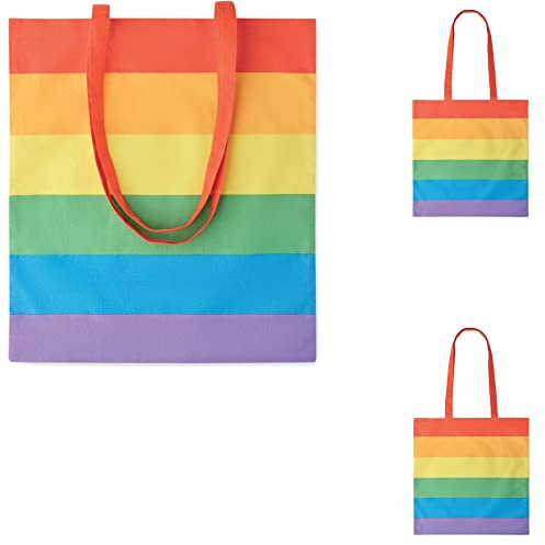 noTrash2003 Regenbogen Einkaufsbeutel Baumwollbeutel Tragetasche 38 cm x 42 cm mit langen Henkeln im LGBT Design Toleranz zeigen