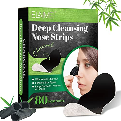 Tiuedu Nose Strips, 80 Pcs Pore Strips for Blackheads, Nose Blackhead Remover Strips, Blackhead Removal Deep Cleansing Nose Pore Strips for Women Men, Pack Of 1, 24 count