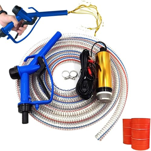 Ghzste Kit de Bomba de Transporte de 12 V con mangueras de Boquilla, Bomba transportadora de Combustible de 30 l/min, Bomba transportadora portátil de Aceite de Combustible y líquido