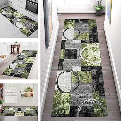 Teppich Läufer Flur Küche rutschfest waschbar Teppichläufer Lang Korridor Tepiche 110X250CM Grau Schwarz Grün Küchenläufer Meterware Kücheteppich Schlafzimmer Wohnzimmer Flurmatten Breit 40-120cm