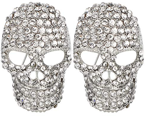 Wifehelper 2 Stück Totenkopf-Brosche, Legierungsbrosche, Vintage-Totenkopf-Form, Muster, Anstecknadeln, Unisex, Silber, Retro, Brooch Pin, 2 Count
