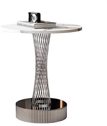 Kaffee-Endtisch Kleiner Beistelltisch mit Metallsockel, kleiner Beistelltisch for kleine Räume, kleiner Nachttisch, kleiner Nachttisch, kleine Tische mit runden Kanten for Schlafzimmer, kleiner Coucht