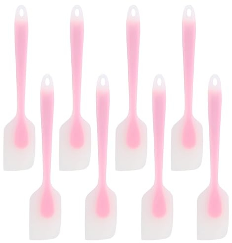 Haletia Lot de 8 Spatule en Silicone, Cuisine Spatule Maryse Spatule Patisserie Silicone Spatule Souple Résistantes à Chaleur- Ustensiles en Silicone (Rose)