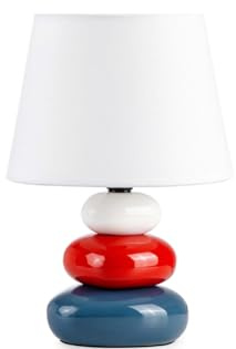 konsimo SALU 1 Stück Tischlampe - Schreibtischlampe für Wohnzimmer, Schlafzimmer und Flur - Tischleuchten Leselampe - Desk Lamp - Lampen Bürolampe - Blau/Rot/Weiß - Table Lamp