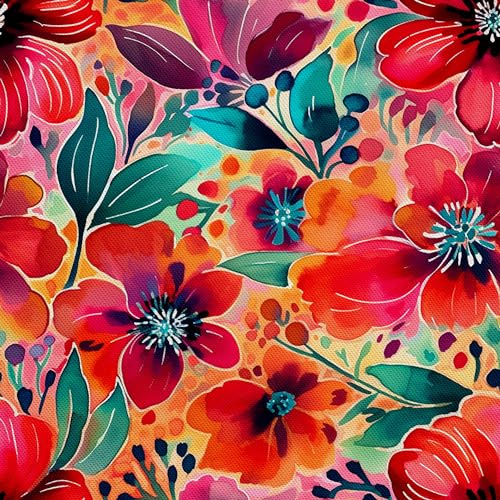 HEKO PANELS Stoff Oxford wasserdicht, Blumen, 1 Meter 155 x 100 cm | Dekostoffe zum Nähen und Handwerken, blickdichte Möbelstoffe, Nähstoffe DIY, als Meterware erhältlich