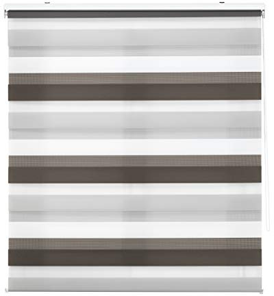 INTERBLIND Estor Enrollable Noche y Día Doble Capa, Tamaño 100x180 cm (Ancho por Alto), Medida Tela 97x175 cm, Color Marrón-Gris