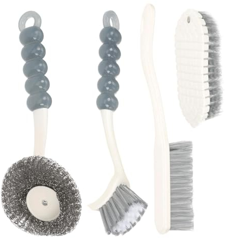 Reinigungsbürsten-Set 4-teiliges Set Scheuerbürste, Reinigungsbürste, langlebige Borsten, Fugenreinigungsbürste, Tiefenreinigungsbürsten-Set für Fliesen, Küche