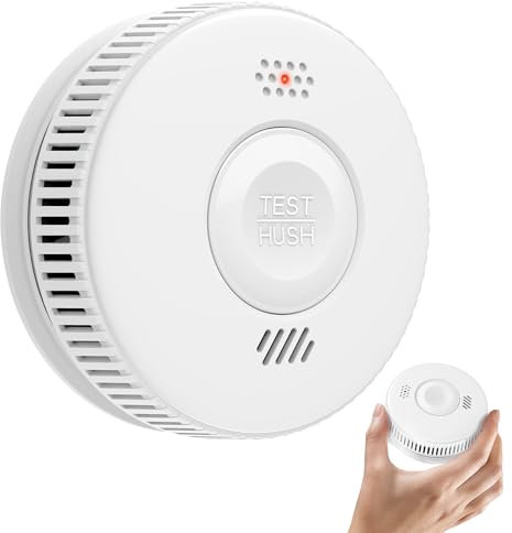 HATHEPHS Rauchmelder 10 Jahre Batterie, Photoelektrischer Feuermelder Brandmelder mit Klebepad