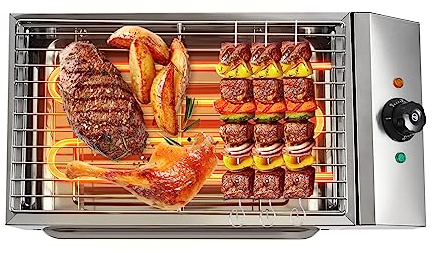 Griglia per barbecue elettrica da appoggio da 1800 W per uso commerciale e domestico Piastra per barbecue in acciaio inossidabile Forno da cucina portatile per picnic all'aperto al coperto 122 ° F-57