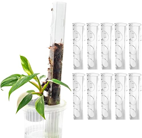 THICCLY V3 GrowPole Small 10 Pcs - Front Opening Plastic Moss Poles for Climbing Plants, D-Shaped Moss Pole for Monstera Plant Support Plant Climbing Pole, Plastic Plant Pole Support for Philodendron