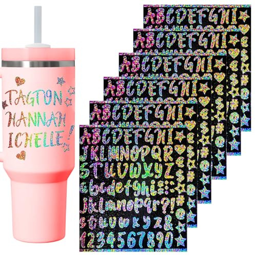 Stanley Cup DIY Name Stickers - 8Pcs Vinyl Letter & Number Stickers, Personalized & Waterproof