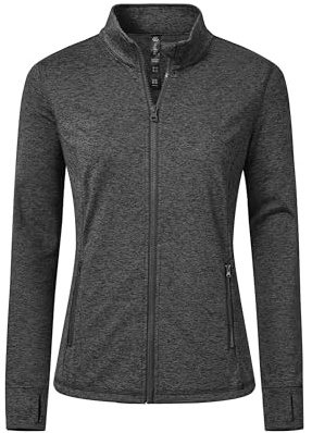 MoFiz Women Warm-Up Track Jacket Lightweight Zip Up Long Sleeve Ladies Active Exercise Outdoor Walking Casual Apparel Grey M