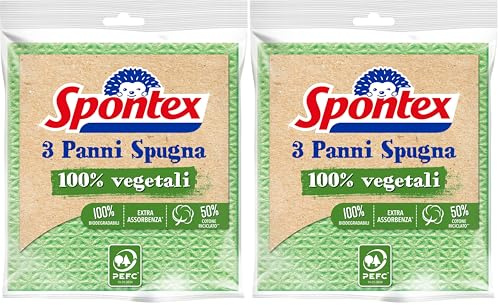 Spontex Samba Spugna in cellulosa, pratica e maneggevole, 100% biodegradabile all'origine, 6 pezzi