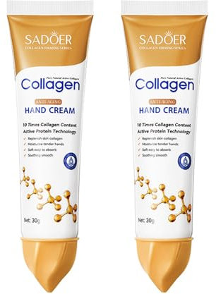 2 Pcs Collagen Hand Cream Skin Cracked Repair Products Soften Nourish Anti-Drying Rejuvenating Moisturising Collagen Anti-Wrinkle Hand Cream Hand Skin Care