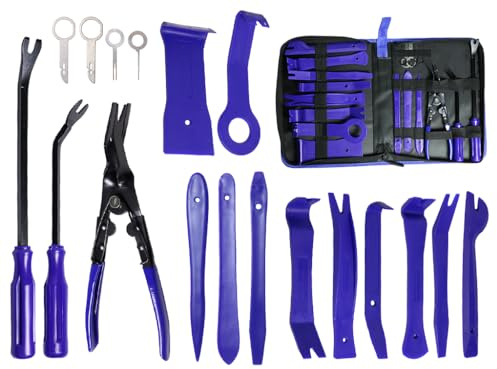 Hitopin 19Pcs Outil Demontage Garniture Voiture, Outils Demontage Garniture Auto, Outil de Suppression de Radio Audio, Outils de démontage de Garnitures, pour Panneau Accessoires Porte Autoradio