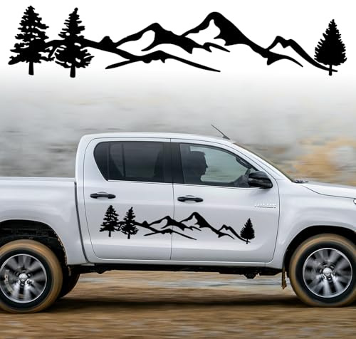 Berg självhäftande dekal för bil motorhuv dekoration vattentät vinyl för SUV, terrängfordon, husbil, karosseri, sidodörr, bagageutrymme, svart (100 x 20 cm)