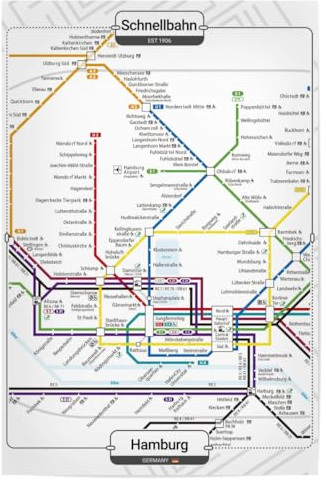 artboxONE Poster 30x20 cm Städte U-Bahn - Hamburg hochwertiger Design Kunstdruck - Bild Stadt fluss Hamburg