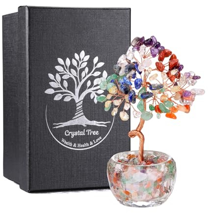 JSDDE Chakra Feng Shui Baum, Lebensbaum Deko, Heilsteine Edelsteine Baum, Geldbaum, Kristallbaum, Glücksbringer Spirituelle Feng Shui Deko (7 Chakra)