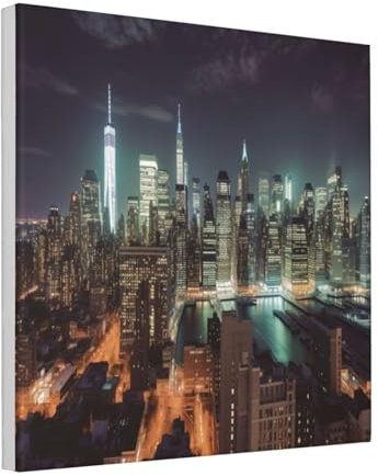 LHDGBWC Leinwandbild für Wohnzimmer, Wanddekoration, modernes hängendes Kunstwerk, Gemälde, Bilder, 40,6 x 40,6 cm, Leinwanddrucke, New York City, ästhetische Wandkunst für Schlafzimmer, Badezimmer,