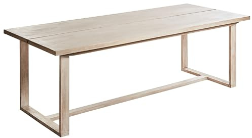 Beliani Mesa de jardín de Madera de Acacia rústica para 6 Personas Exterior 230 x 100 cm marrón Claro Azzanello