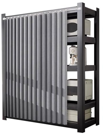 Aocet Schrankvorhang für Küche, Staubdicht, Sichtschutz, Dekoration, Anpassbar, Wasserdicht, Grau, Cabinet W80xH100cm