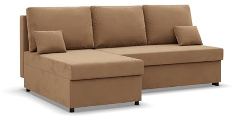 Mebligo Kemi - Ecksofa mit Schlaffunktion, Bettkastem, Komfort und Still, Bonell, braun (Mikrofaza 48)