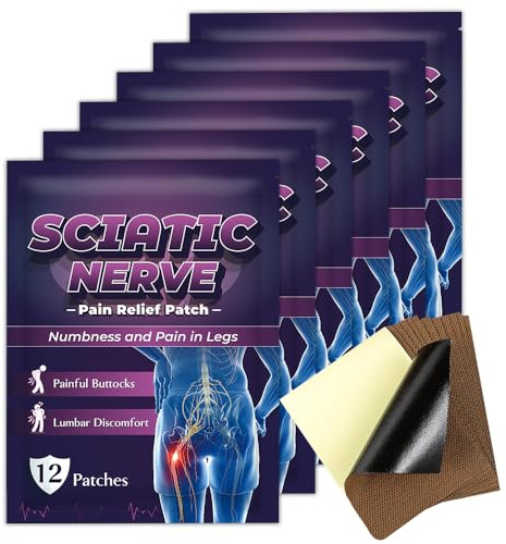 SGZIOO 72 Pcs Sciatica Pain Relief Patches, Back Pain Relief Patches, Pain Patches for Chronic Pain, Knee Pain Relief Patch, Herbal Knee Patches for Buttock Lumbar Shoulder Pain Relief Relax Muscle