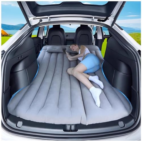 AGEMANY Matelas Voiture, Matelas Gonflable Voiture pour Tesla Model Y SUV Van SièGe ArrièRe Tent, Pliable Matelas Tapis de Couchage Camping Lit Gonflable de Voiture pour Dormir (Gris)