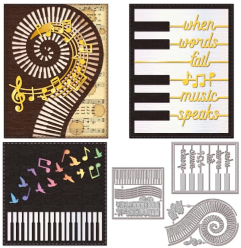 GLOBLELAND Piano Background Cutting Dies for DIY Scrapbooking Metal Music Note Cut Dies Bird Die Cuts for Card Making Embossing