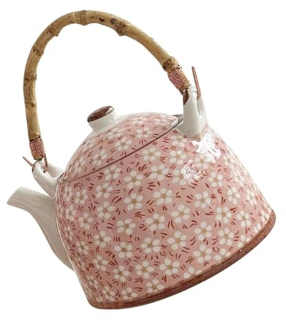 FOYTOKI Large Capacity Porcelain Teapot Japanese Tea Kettle Strainer Retro Tea Pot for Chinese Restaurant Use Random Style