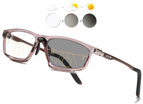 KOOSUFA Photochrome Bifokale Lesebrille Selbsttönende Sportbrille Blaulichtfilter Lesebrillen Herren Damen TR90 Ultraleicht Federscharnier UV-Schutz Lesesonnenbrille 0.0 1.0 1.5 2.0 2.5 3.0 3.5 4.0