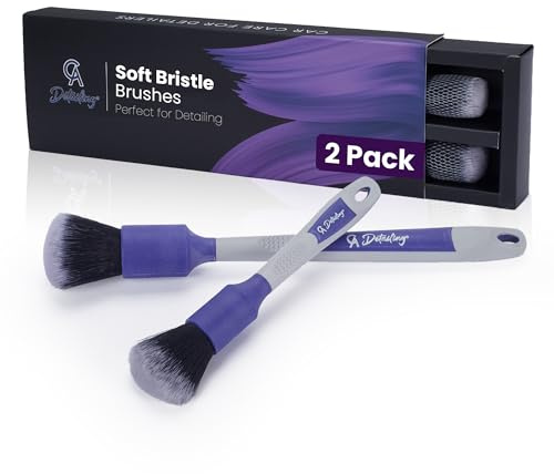 CA Detailing 2pc Car Detailing Brushes Interior - Premium Car Interior Cleaning Brush Set, Automotive Car Interior Dust Sweeping Soft Brush for Dashboard Air Vent