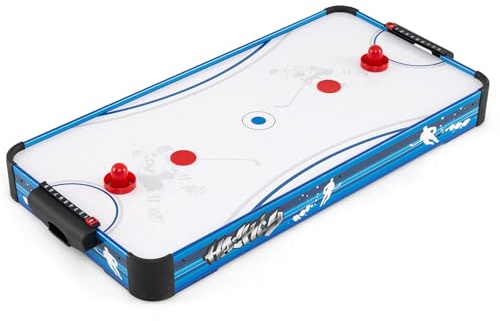 COSTWAY Tavolo da Air Hockey, con 12V Motore Elettrico Potente, 2 Dischi e 2 Spintori, Air Hockey da Tavolo per Sala Giochi Casa Ufficio, 108x50,5x10 cm
