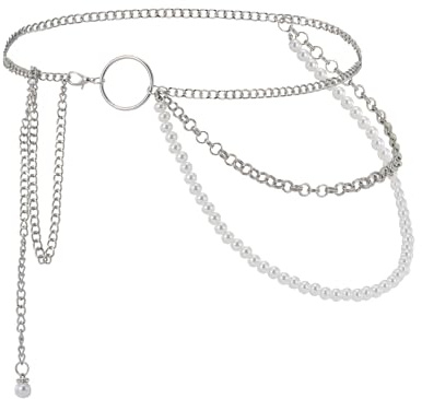 Milakoo Damen Taillengürtel Mehrschichtig Kettengürtel Y2K Verstellbare Punk Taillenkette Kette Body Link Outfit für Kleider Jeans