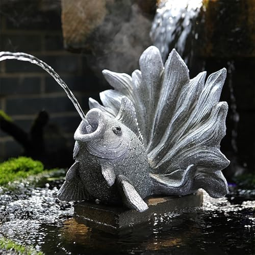 ZYZSY Cracheurs d'étang, Fontaine de Jardin en Plein air Gargouille, Décoration d'étang Peinte à la Main, idéale pour Les Mini-étangs et fontaines de Jardin(Grey)