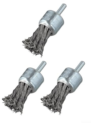Zilimontt 3 cepillos de extremo de alambre de nudo de acero de 25 mm para amoladora, óxido resistente, pintura, suciedad, escala y eliminación de soldadura, limpieza de metales, desbarbado, molienda y