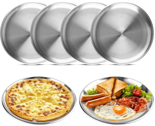 MOKIDO 6 Stück Edelstahl Teller Ø 20cm, Edelstahl Platten, Camping Teller | Metall Camping Geschirr Set, Robust – Rundes Speiseteller für Outdoor, Picknick, Party & Küche – Spülmaschinenfest & Rostfrei