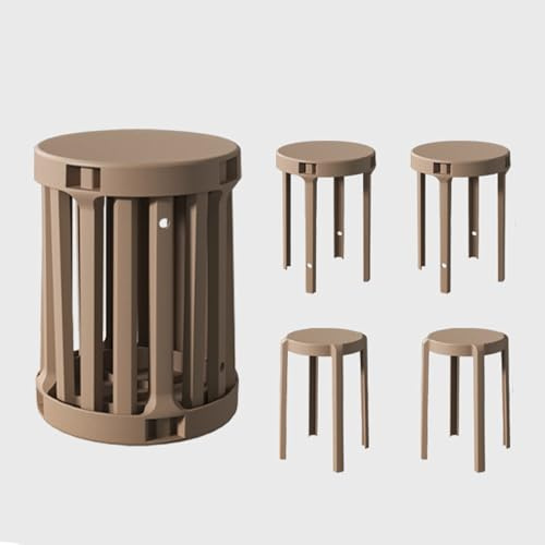 Stapelbara plastpallar, set med 10-46 cm (10-18-tums) kapslingsbord för inomhus- och utomhusbruk, platsbesparande design, enkel förvaring och mångsidig sittplats