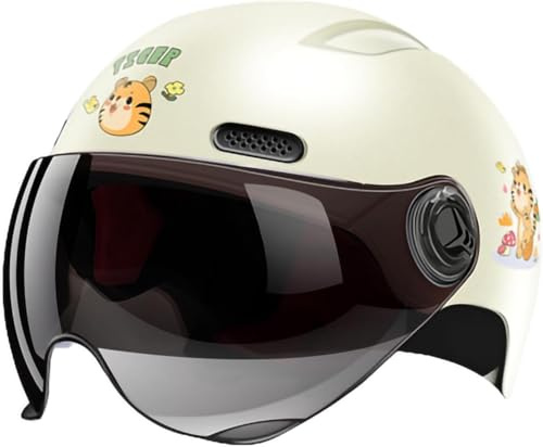 Casco Da Moto Per Bambini,Casco Da Scooter,Casco Jet Con Visiera Parasole,Casco Da Scooter Per Bambine, Casco Da Ciclomotore Per Bambini, Borsa A Sgancio Rapido,Per Età 5-12 Anni 5,48~55cm