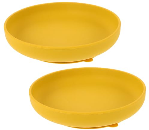 Abaodam 2pièces Assiette Ronde Silicone avec Ventouse Antidérapante et Anti-déversement pour Adultes et Personnes Âgées Compatible Lave-vaisselle