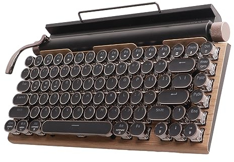 Matybobe Vintage Mechanical Keyboard Metal Round Cap for Gaming Office Universal (Wood Color)