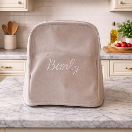 RICAMI FIORENTINI BALDI Copri-Bimby in 100% Cotone Ricamato – Copertura Antipolvere Lavabile per Bimby – Artigianale Made in Italy con Design Elegante. (Beige)