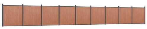 Yisssmeng Élément de clôture WPC marron - 1564 x 186 cm - Clôture de jardin avec poteaux en aluminium - Robuste et durable - Pour jardin, terrasse, balcon, extérieur