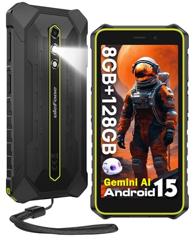 Ulefone RUGKING 2 Pro Android 15 Smartphone Irrompible 8GB +128 GB/2TB TF, AI Movil Octa Core 5.45 Cristal Gorilla Movil Rugerizado 4550mAh, 13MP, Movil Pequeño NFC/Linterna/Garantía de 2 Años-Verde
