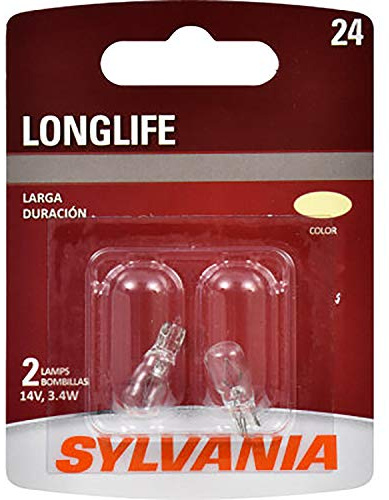 SYLVANIA - 24 Long Life Miniature - Bulb, Ideal for Courtesy, Tail Applications and More. (Contains 2 Bulbs)