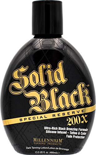Millennium Solid Black Special Reserve 200X Tanning Lotion – Indoor/Outdoor Use with Advanced Silicone Bronzer, Tattoo Protection – Tanning Lotion for Men & Women – 13.5 oz
