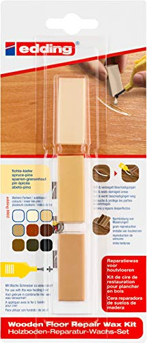 edding 8902/1 Blistercard Holzboden Reparatur Wachs Kit mit 3 Farbtönen von Fichte und Kiefer - Reparatur beschädigter Holzböden wie Parkett, Laminat und Dielen