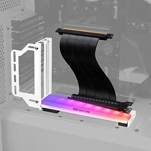 EZDIY-FAB Support de Support de Carte Graphique Vertical avec LED ARGB 5V 3Pin, Support GPU, kit de Support VGA pour Carte vidéo avec câble de Montage PCIE3.0 - Blanc