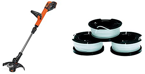 BLACK+DECKER Coupe-Bordures sans Fil 18V, Coupe-Bordures avec 2 Vitesses & Lot de 3 Bobines de Rechange pour Coupe-Bordures, Bobine Reflex Plus A Déroulement Automatique